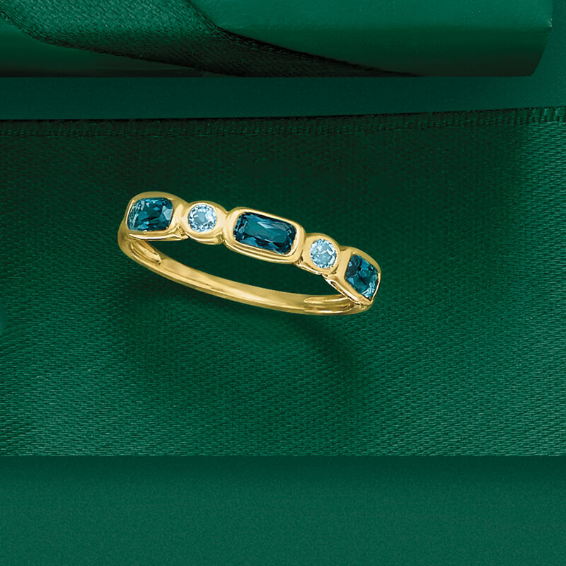 .90 ct. t.w. London and Sky Blue Topaz Ring in 14kt Yellow Gold image number 3