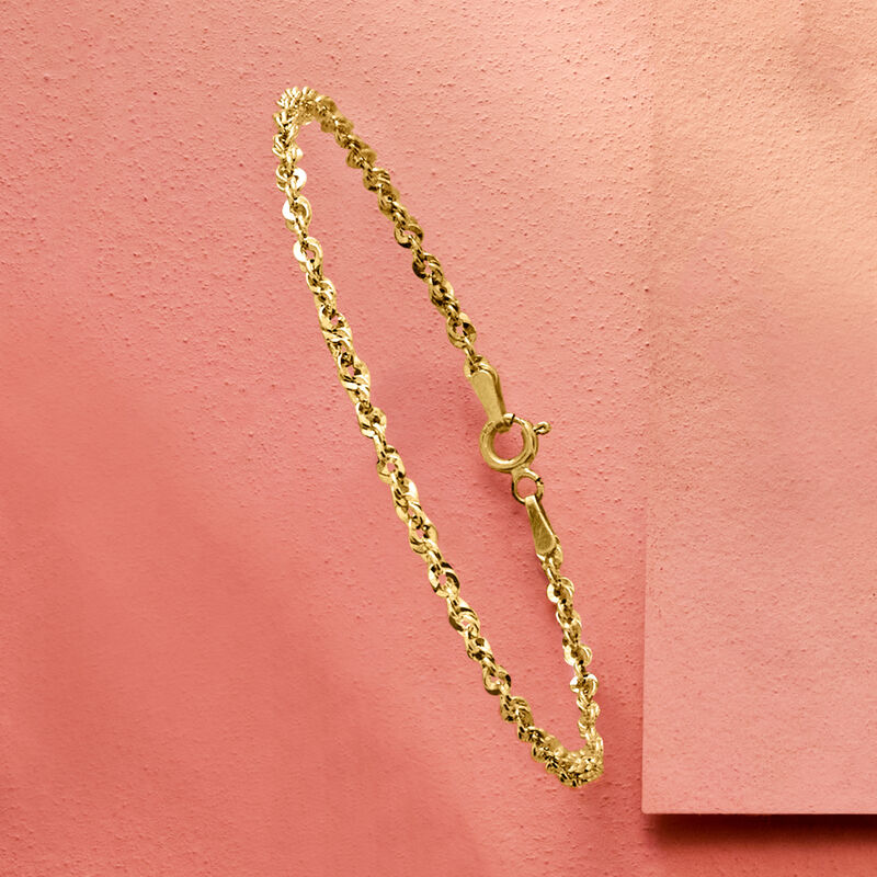 Italian 14kt Yellow Gold Rope-Chain Bracelet. 7" image number 2