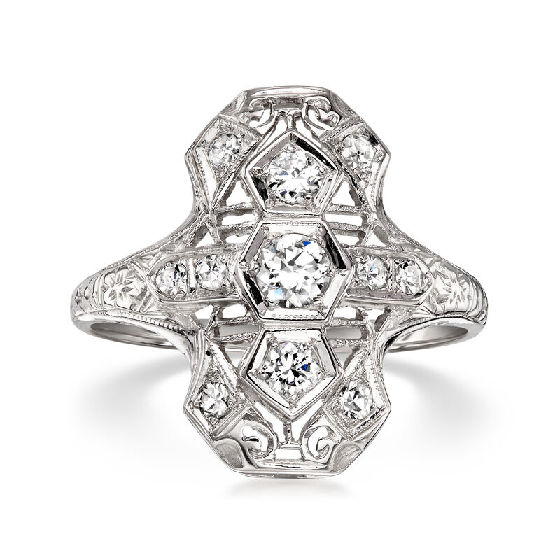 C. 1970 Vintage .45 ct. t.w. Diamond Dinner Ring in 18kt White Gold. Size 6.5 image number 0