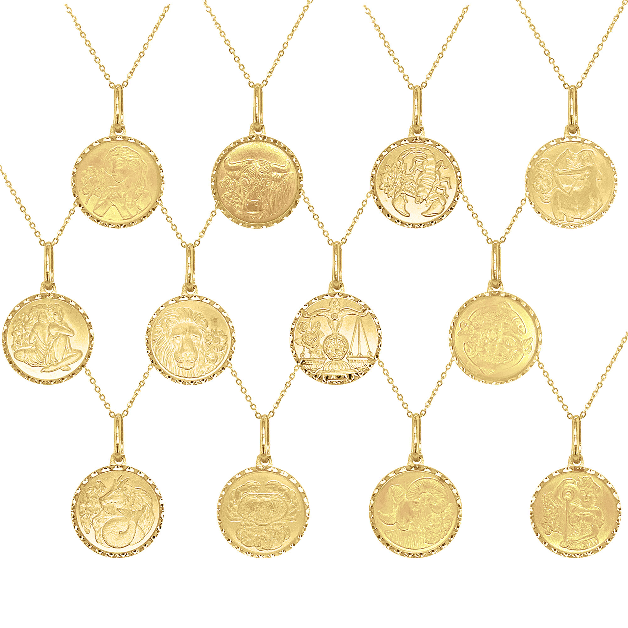 Solid gold zodiac pendant deals