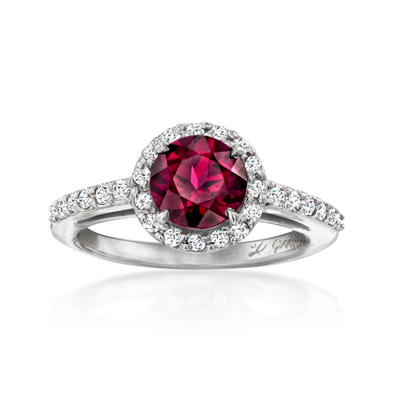C. 1990 Vintage 1.50 Carat Rhodolite Garnet Ring with .50 ct. t.w. Diamonds in Platinum. Size 5.5 image number 0