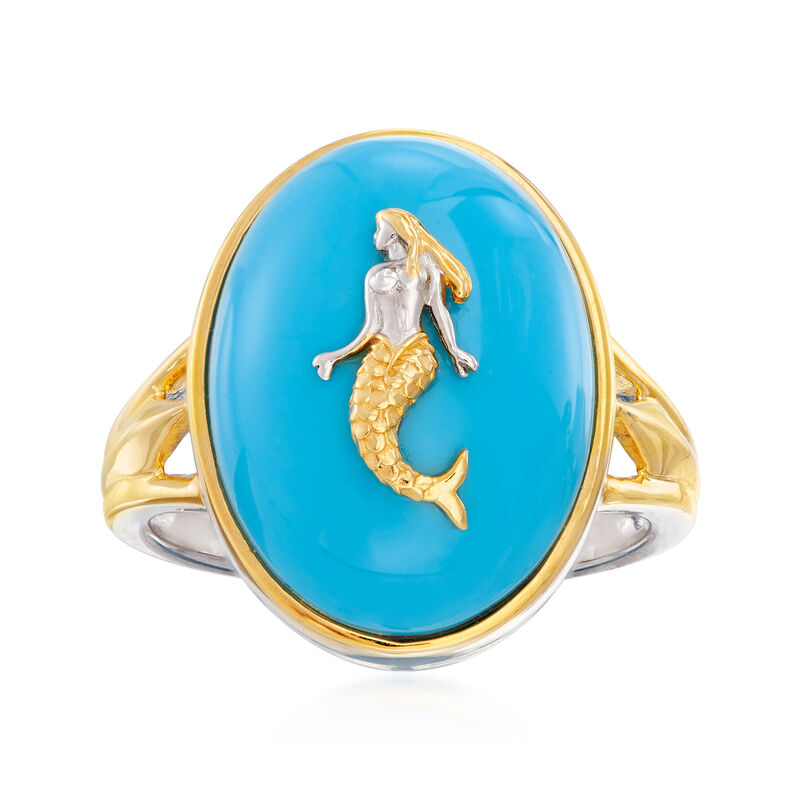 Turquoise Mermaid Ring in Sterling Silver and 18kt Gold Over Sterling image number 0