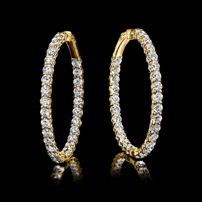 10.00 ct. t.w. Lab-Grown Diamond Inside-Outside Hoop Earrings in 14kt Yellow Gold. 1 3/4" image number 2