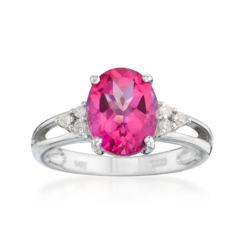 2.50 Carat Pink Topaz Ring with Diamond Accents in 14kt White Gold image number 0