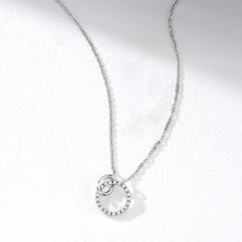 .10 ct. t.w. Diamond Interlocking-Circle Necklace in Sterling Silver. 16&quot; image number 4