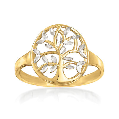 14kt Two-Tone Gold Cut-Out Tree of Life Ring