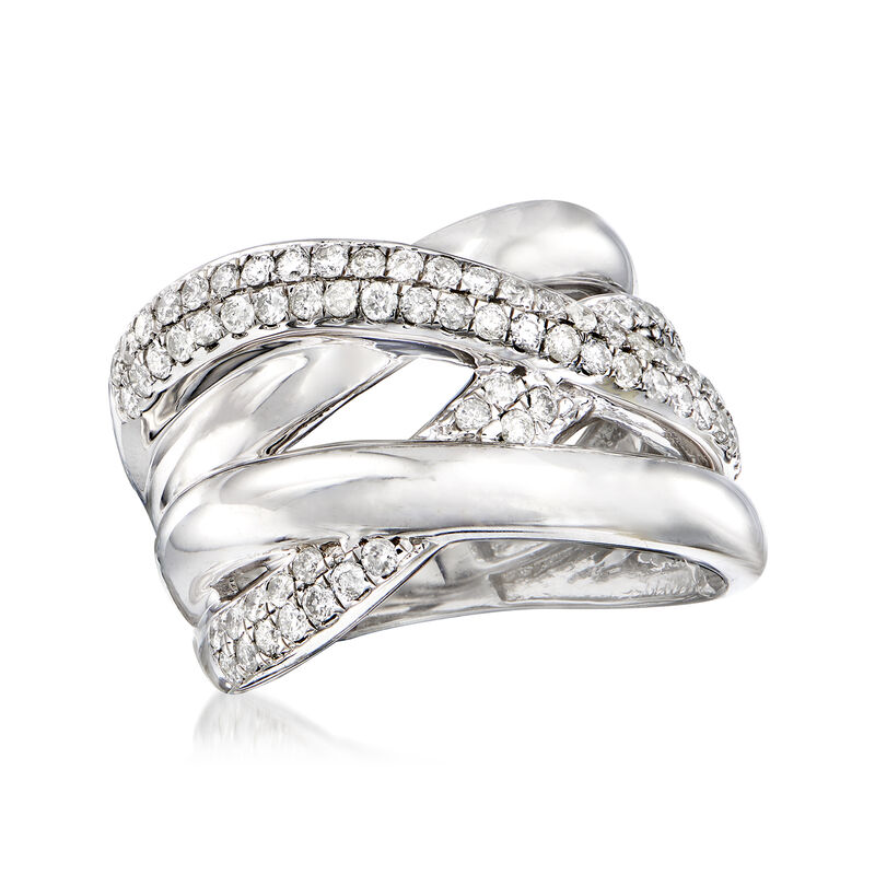 1.00 ct. t.w. Pave Diamond Highway Ring in Sterling Silver image number 3
