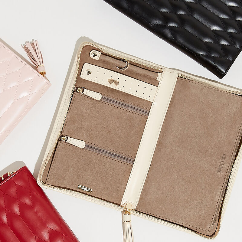 WOLF "Caroline" Red Leather Large Jewelry Portfolio image number 4