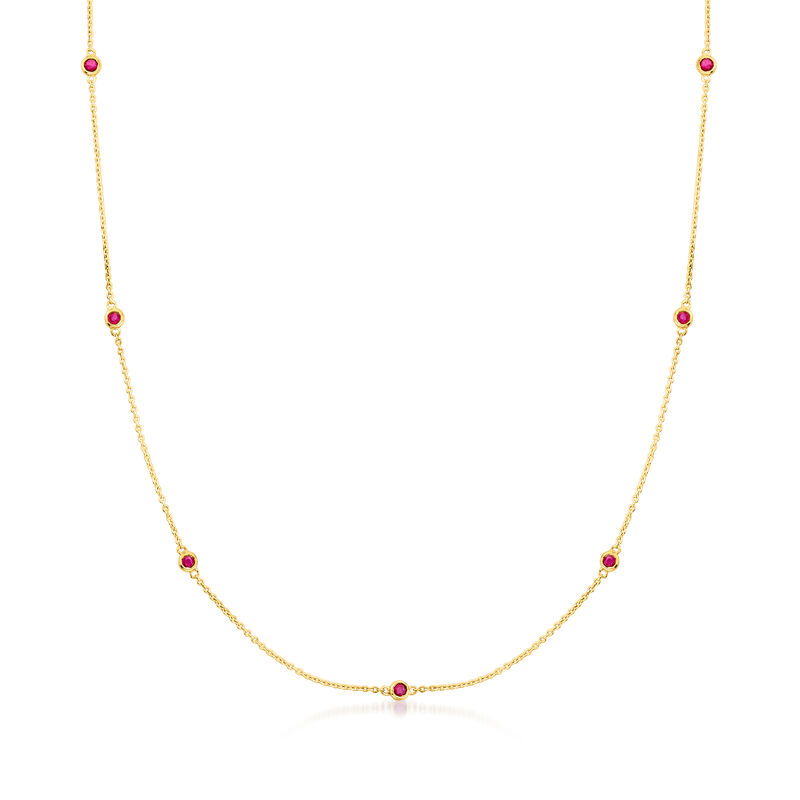 .30 ct. t.w. Ruby Station Necklace in 14kt Yellow Gold image number 0