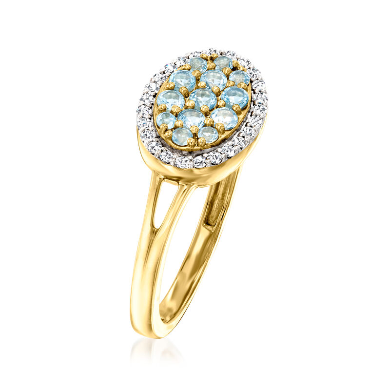 .40 ct. t.w. Swiss Blue Topaz and .13 ct. t.w. Diamond Ring in 18kt Gold Over Sterling image number 2