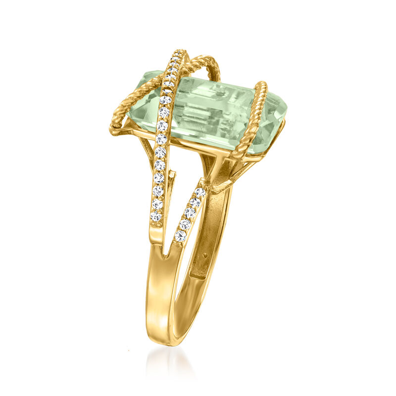 7.00 Carat Prasiolite and .15 ct. t.w. Diamond Ring in 14kt Yellow Gold image number 2