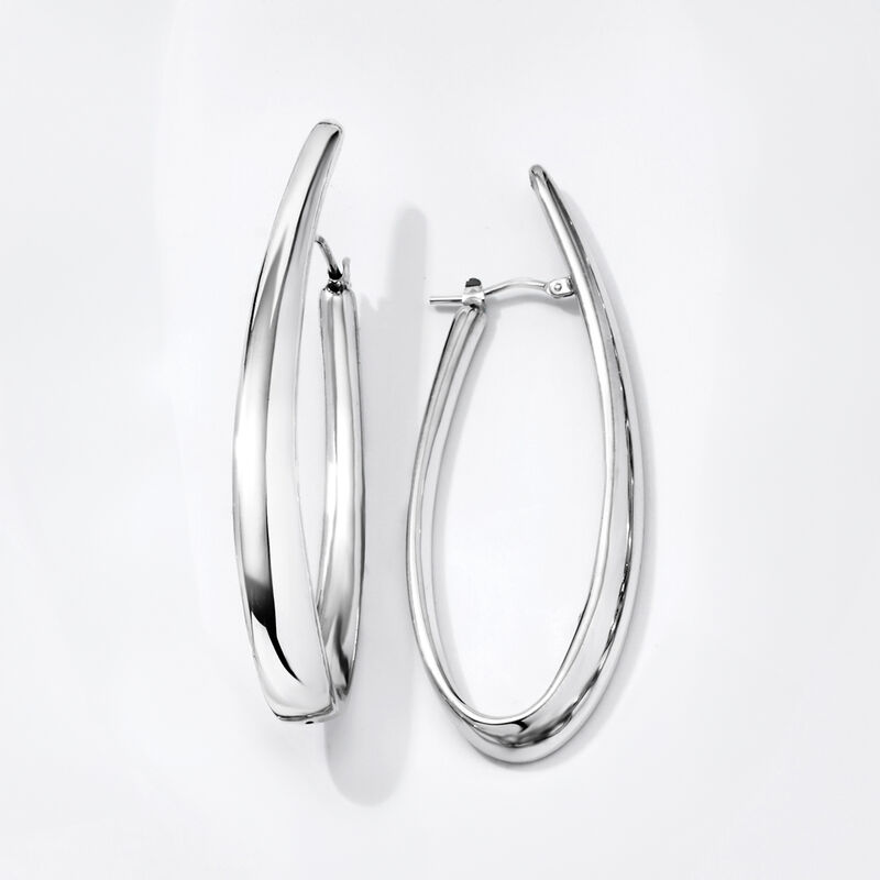 Italian Sterling Silver Hoop Earrings. 1 7/8&quot; image number 2