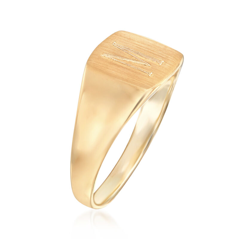 14kt Yellow Gold Single Initial Square Signet Ring image number 2