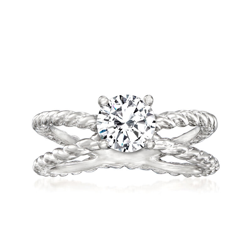 14kt White Gold Twisted Split-Shank Engagement Ring Setting image number 0