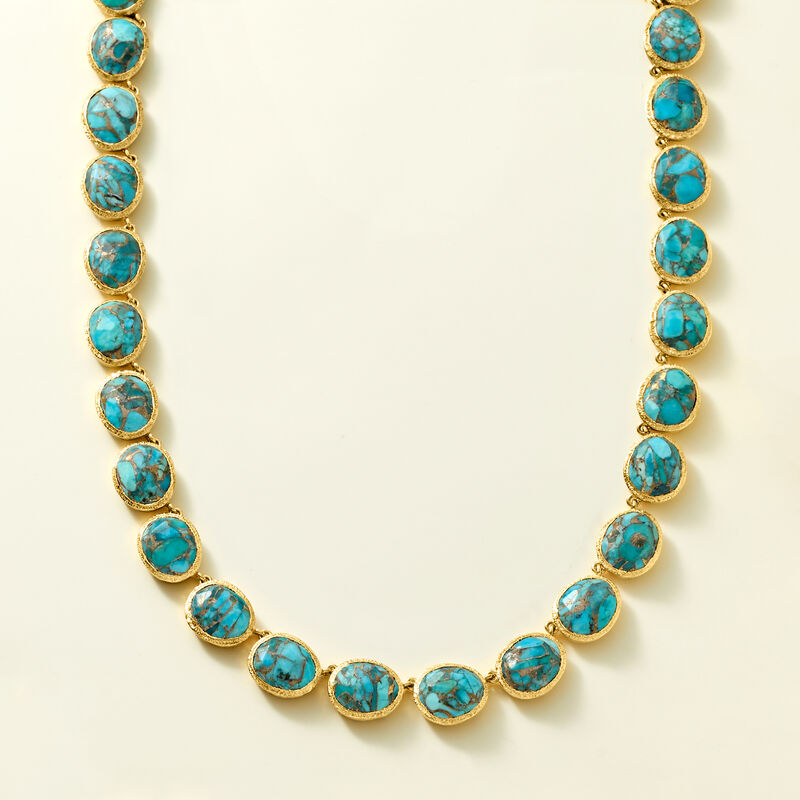 Turquoise Necklace in 18kt Gold Over Sterling. 18" image number 2