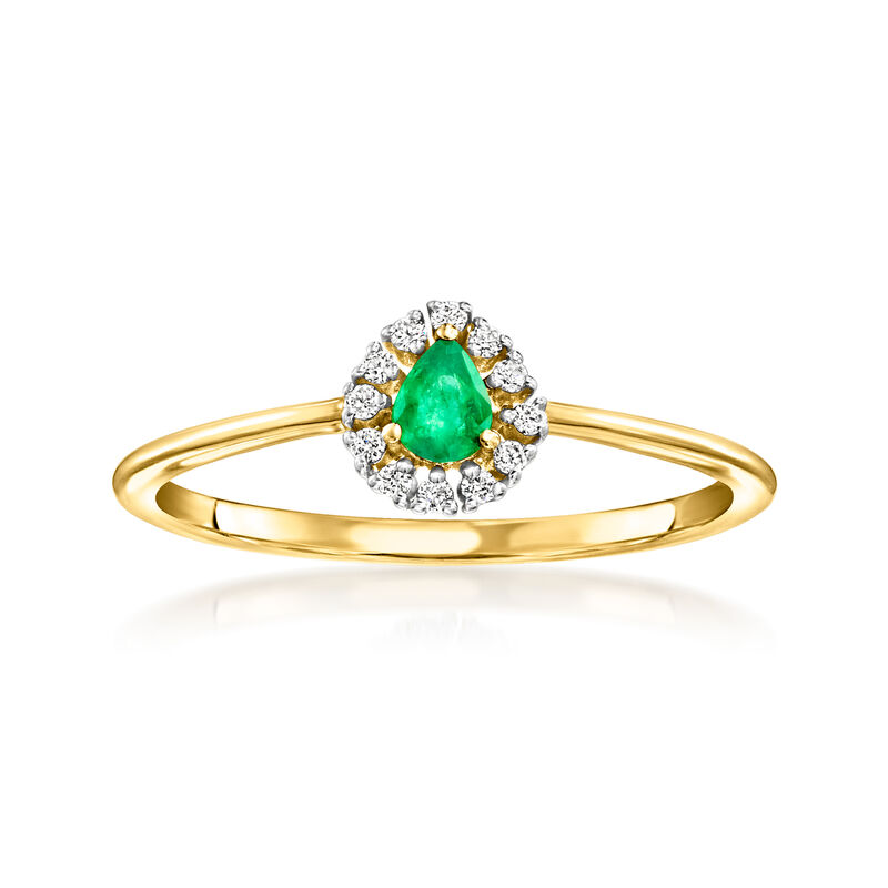 .10 Carat Emerald Ring with Diamonds in 10kt Yellow Gold. Size 7 image number 0
