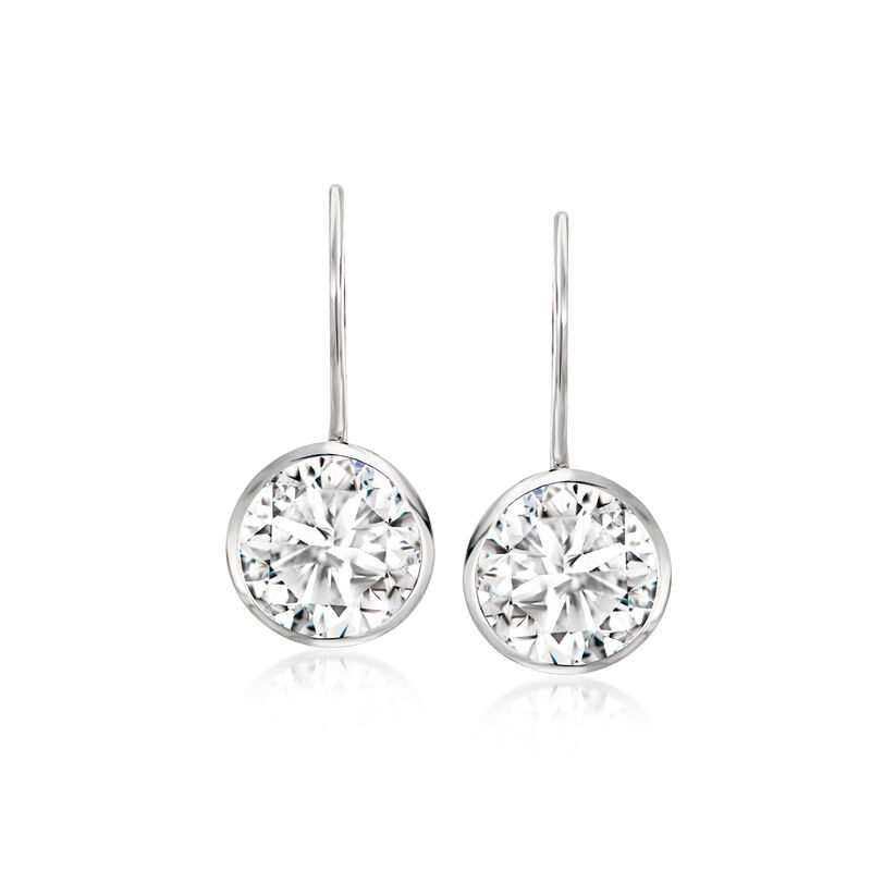 11.00 ct. t.w. Bezel-Set White Topaz Earrings in Sterling Silver image number 0