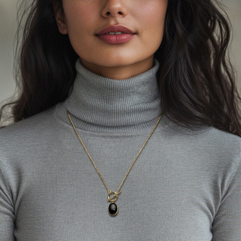 Onyx Toggle Necklace in 18kt Gold Over Sterling image number 1