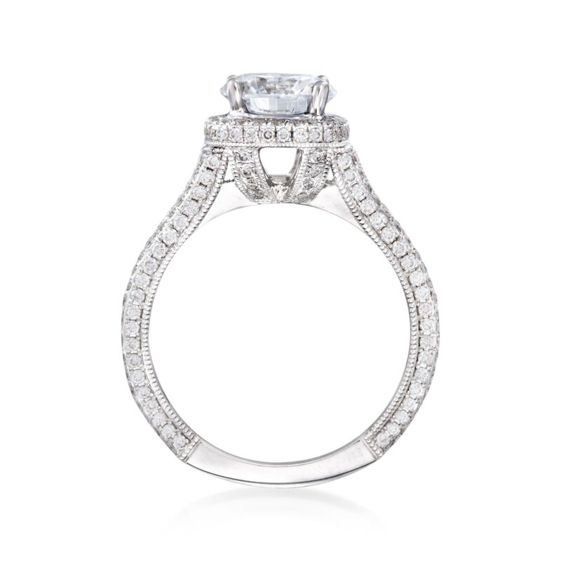 .90 ct. t.w. Diamond Halo Engagement Ring Setting in 14kt White Gold image number 3