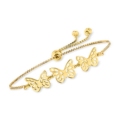 Italian 18kt Gold Over Sterling Butterfly Bolo Bracelet
