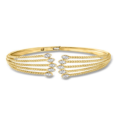 .25 ct. t.w. Diamond Multi-Row Cuff Bracelet in 18kt Gold Over Sterling