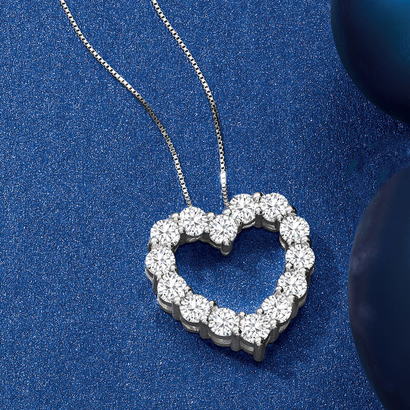 2.75 ct. t.w. Diamond Heart Pendant Necklace in 14kt White Gold image number 2