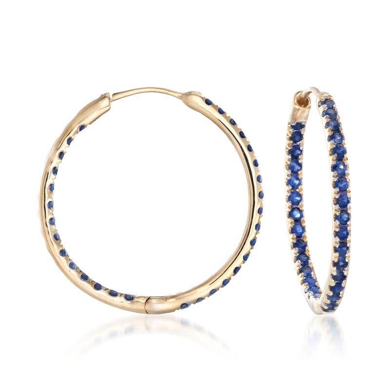 1.00 ct. t.w. Sapphire Inside-Outside Hoop Earrings in 14kt Yellow Gold. 7/8&quot; image number 0