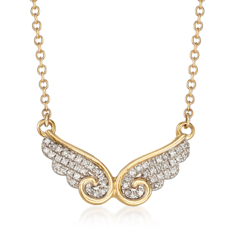 .10 ct. t.w. Diamond Wing Necklace in 14kt Yellow Gold image number 0