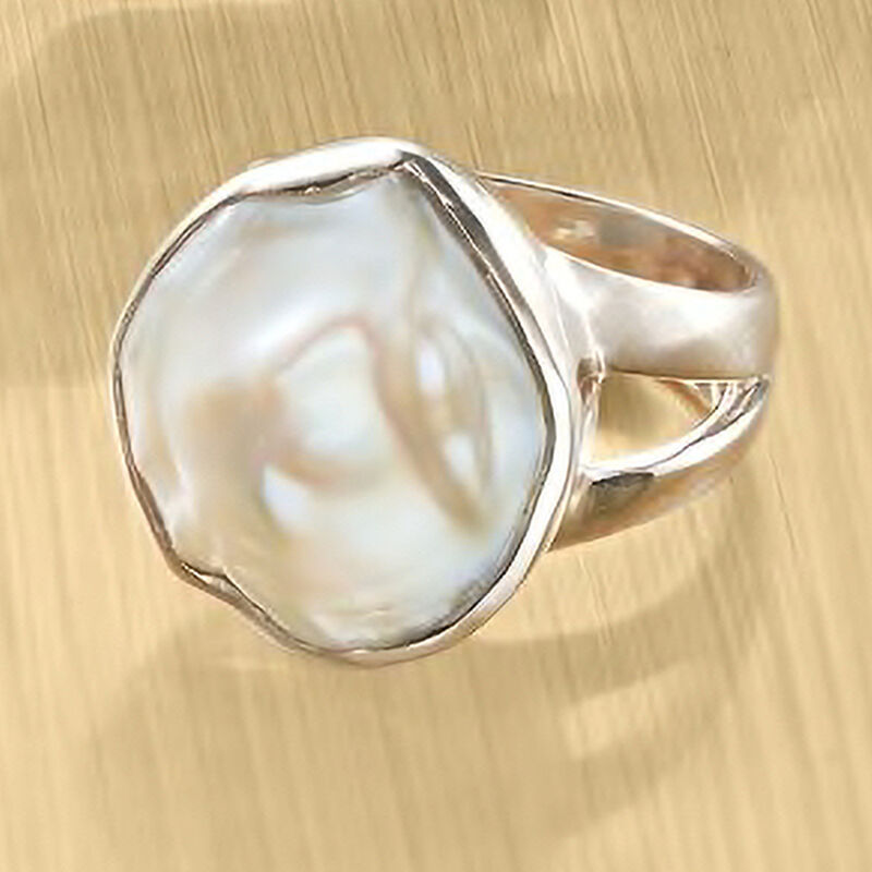 16.5-17.5mm Cultured Biwa Pearl Ring in Sterling Silver image number 4