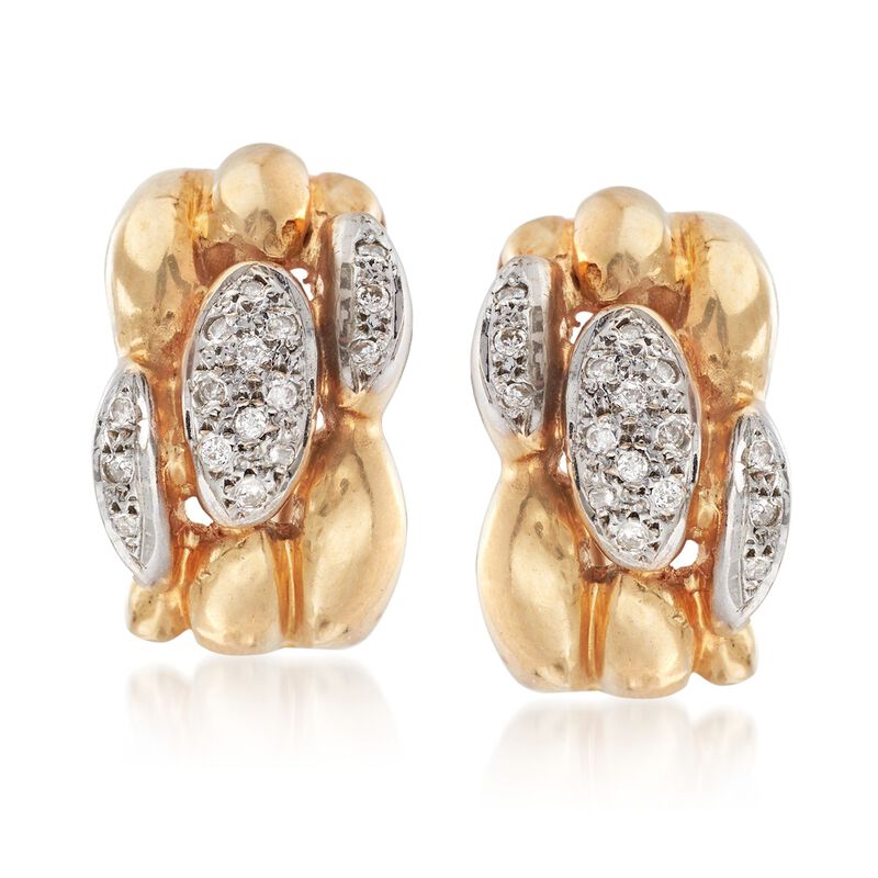 C. 1980 Vintage .40 ct. t.w. Pave Diamond Earrings in 14kt Yellow Gold image number 0