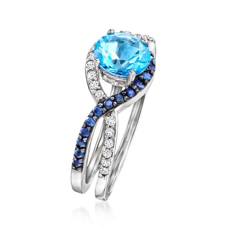 Le Vian 1.20 Carat Ocean Blue Topaz Ring with .20 ct. t.w. Blueberry Sapphire and .16 ct. t.w. Vanilla Diamonds in 14kt Vanilla Gold. Size 7 image number 2
