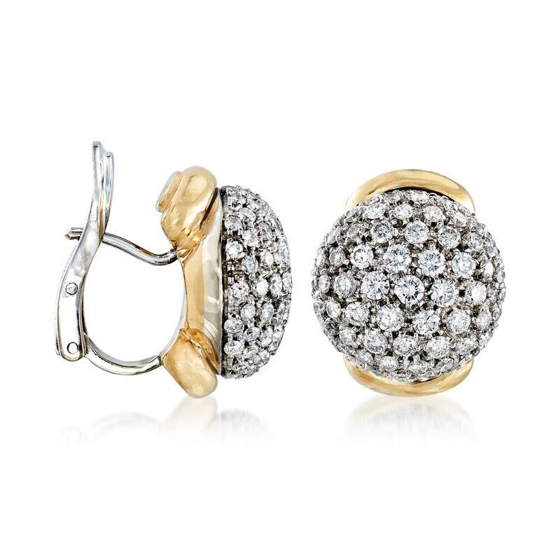 C. 2000 Vintage 4.00 ct. t.w. Diamond Cluster Earrings in 18kt Two-Tone Gold image number 2