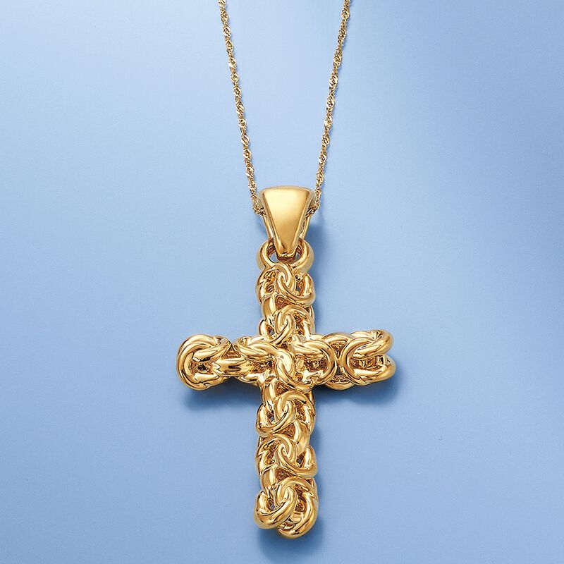 Italian Andiamo 14kt Yellow Gold Byzantine Cross Pendant image number 2