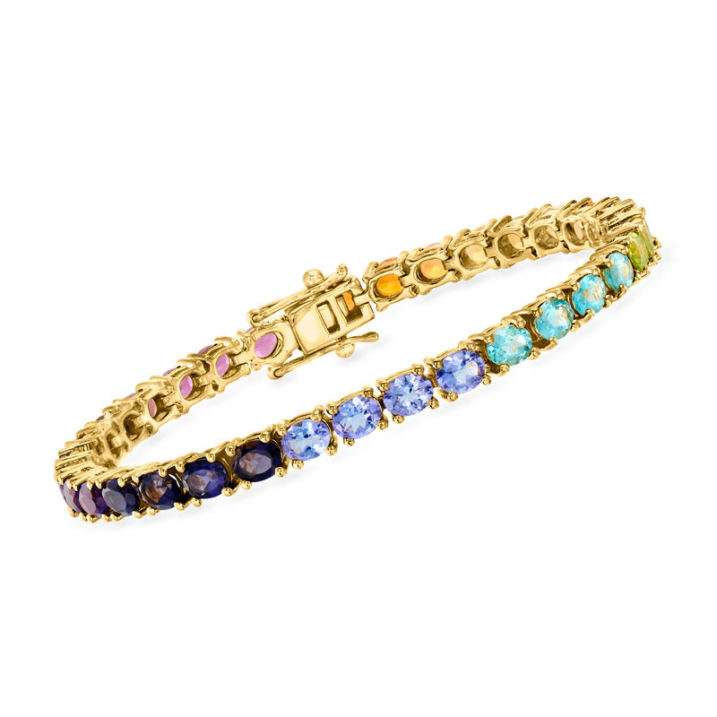 Opal and 10.50 ct. t.w. Multi-Gemstone Bracelet in 18kt Gold Over Sterling image number 0