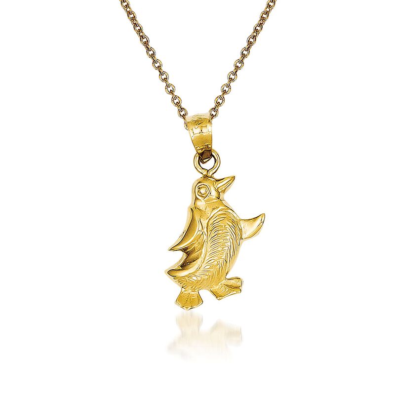 14kt Yellow Gold Penguin Pendant Necklace image number 0