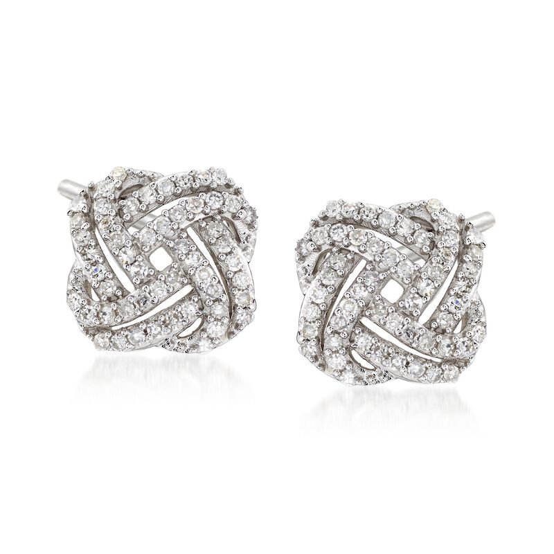 .33 ct. t.w. Diamond Squared Love Knot Stud Earrings in 14kt White Gold image number 0