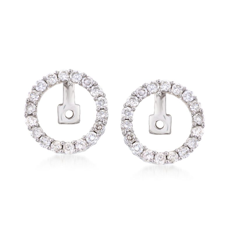 .51 ct. t.w. Diamond Open Circle Convertible Drop Earring Jackets in 14kt White Gold image number 5