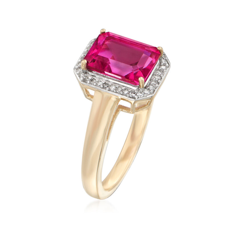 2.70 Carat Pink Topaz and .10 ct. t.w. Diamond Ring in 14kt Yellow Gold image number 2