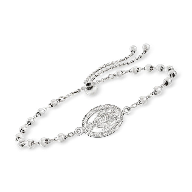 Sterling Silver Jewelry Set: Two Religious Symbol Bolo Bracelets image number 5