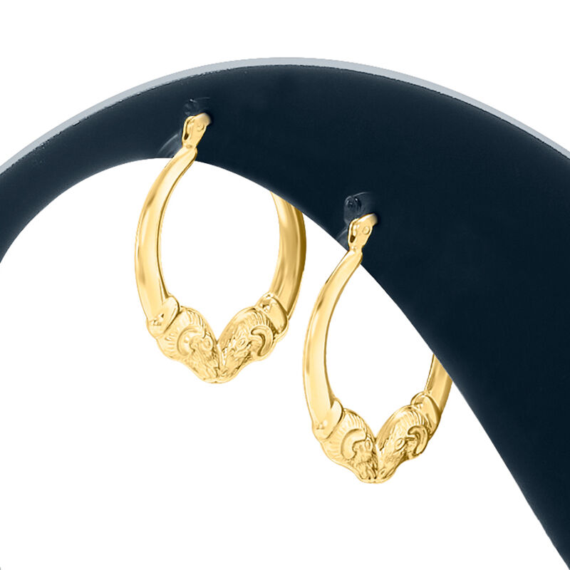 14kt Yellow Gold Ram Hoop Earrings image number 2