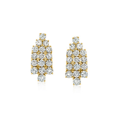 C. 2000 Vintage 2.50 ct. t.w. Diamond Geometric Earrings in 18kt Yellow Gold