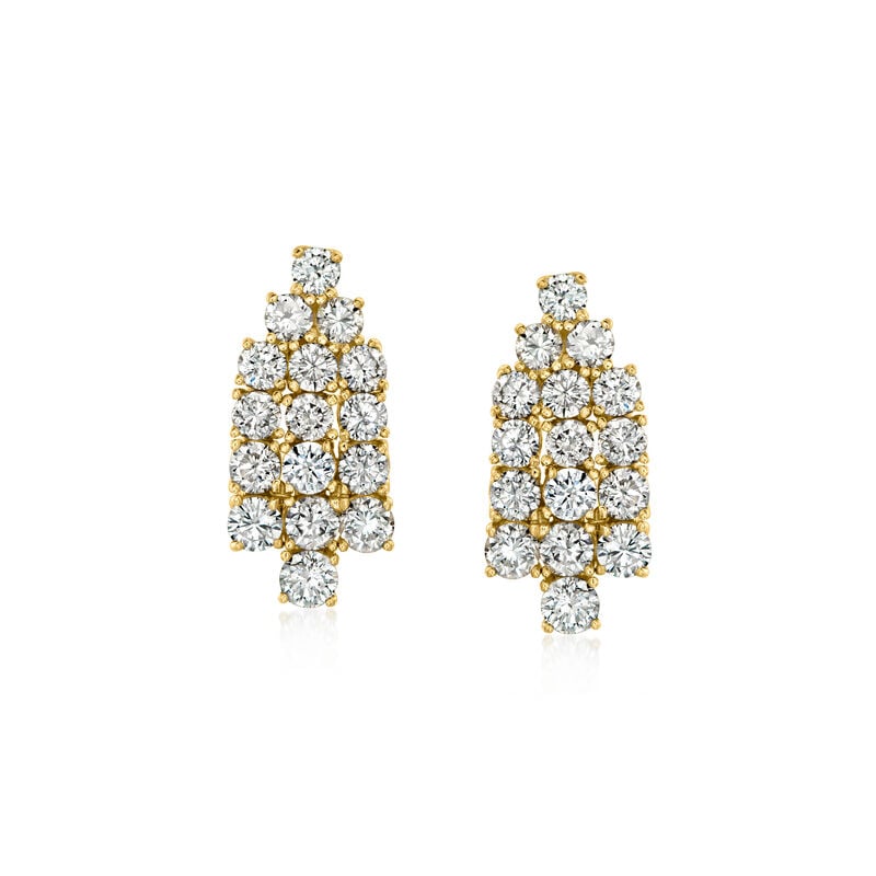 C. 2000 Vintage 2.50 ct. t.w. Diamond Geometric Earrings in 18kt Yellow Gold image number 0
