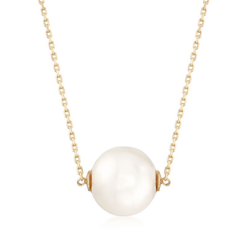 11mm Cultured Pearl Necklace in 14kt Yellow Gold image number 0