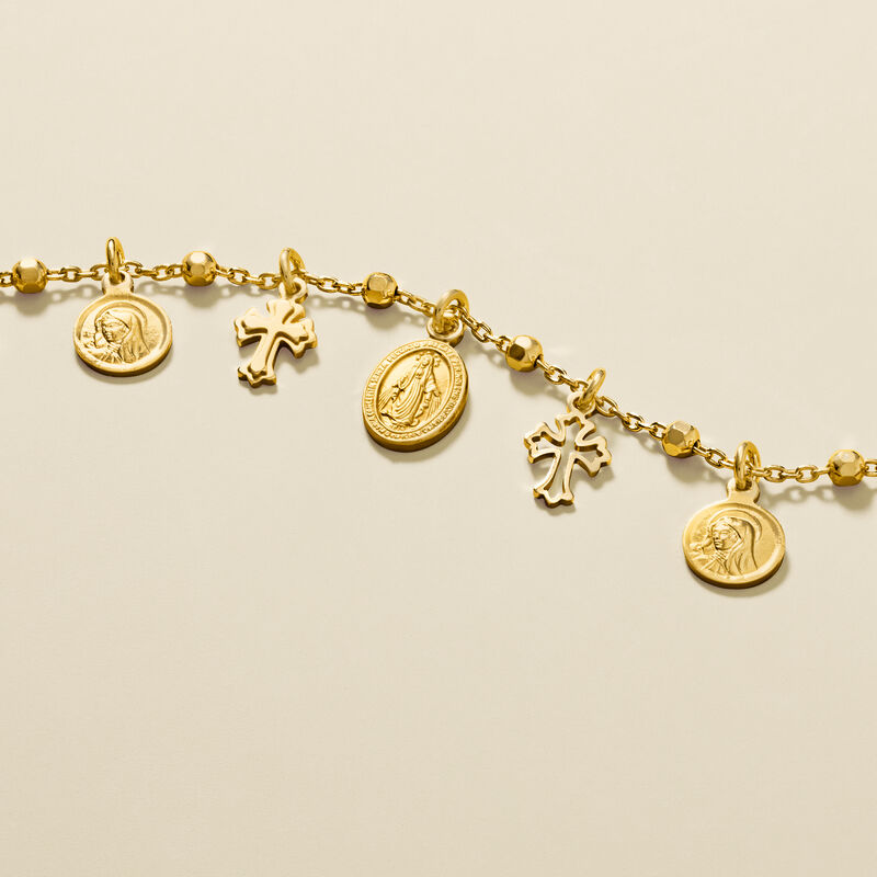 Italian 18kt Gold Over Sterling Religious Charm Bracelet image number 3