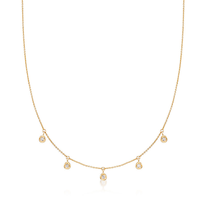 Roberto Coin .23 ct. t.w. Diamond Dangle Station Necklace in 18kt Yellow Gold. 16&quot; image number 1