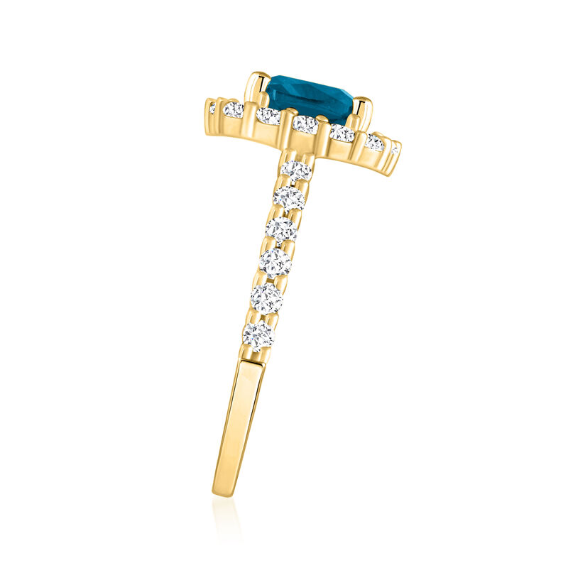 2.80 Carat London Blue Topaz Ring with .84 ct. t.w. Diamonds in 14kt Yellow Gold image number 1