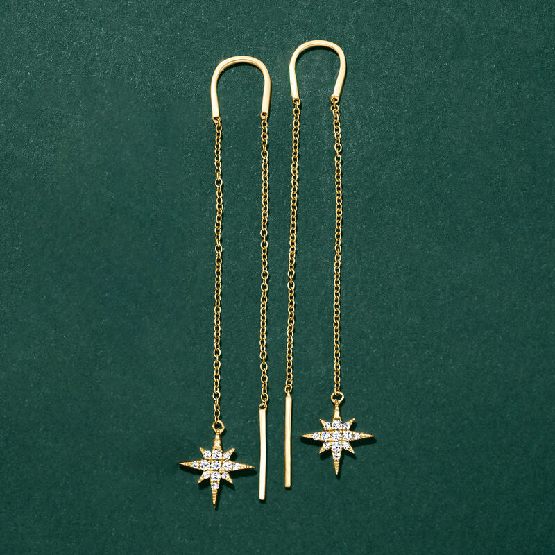 .10 ct. t.w. Diamond North Star Threader Drop Earrings in 14kt Yellow Gold image number 3