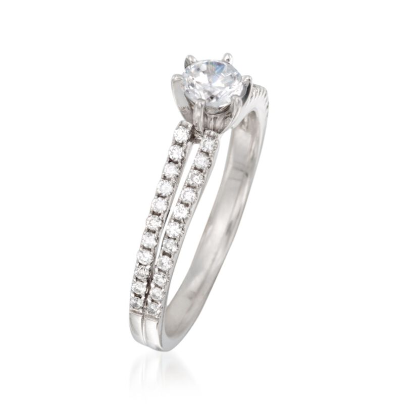 .28 ct. t.w. Diamond Two-Row Engagement Ring Setting in 14kt White Gold image number 2