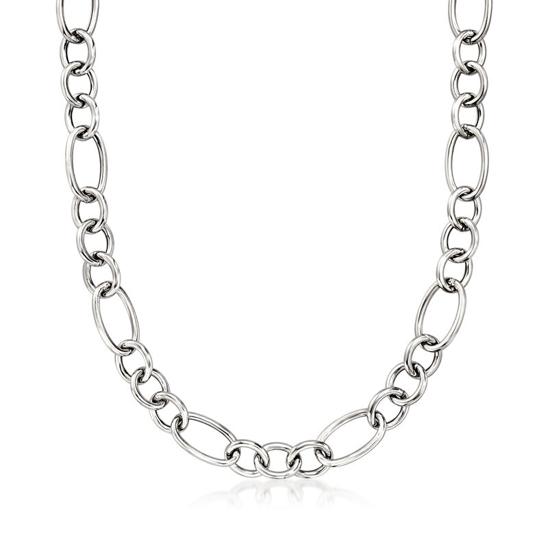 Italian Sterling Silver Multi-Link Necklace. 18&quot; image number 1