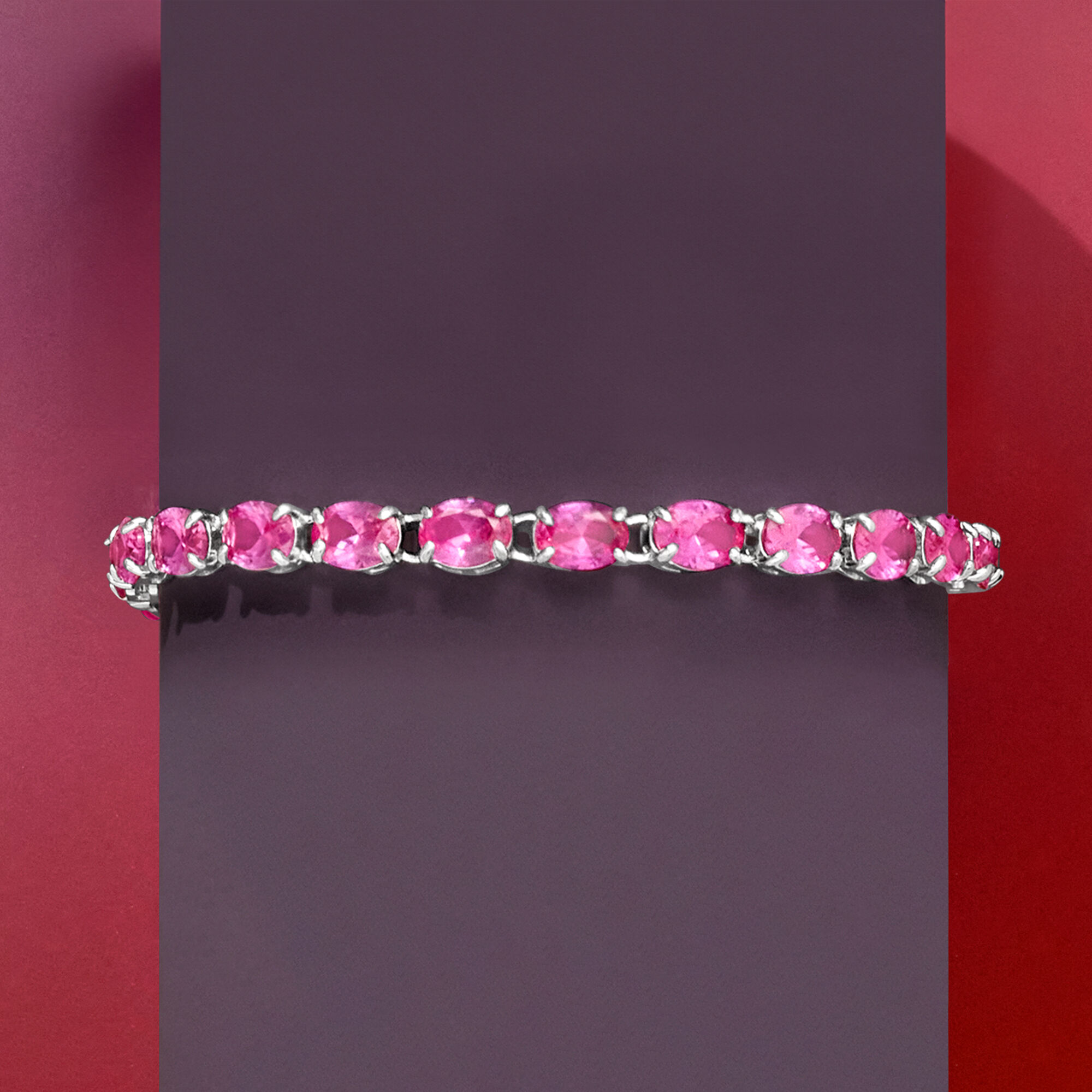 19.00 ct. t.w. Pink Topaz Tennis Bracelet in Sterling Silver